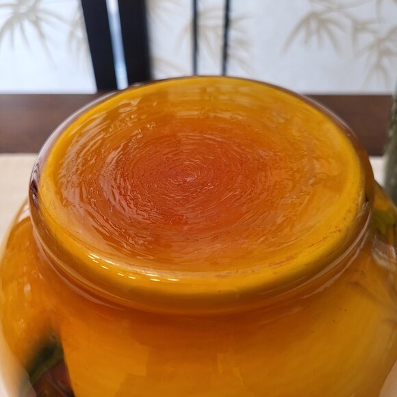 Rare 70s Dalian Art Glass Double Handled Vase - Picture 5 of 5